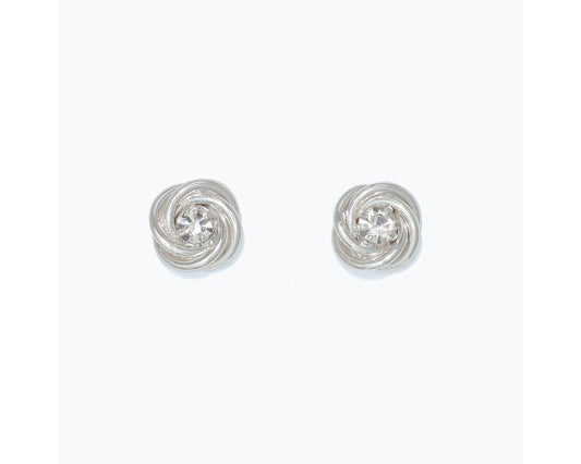 Silver Twist Crystal Earrings
