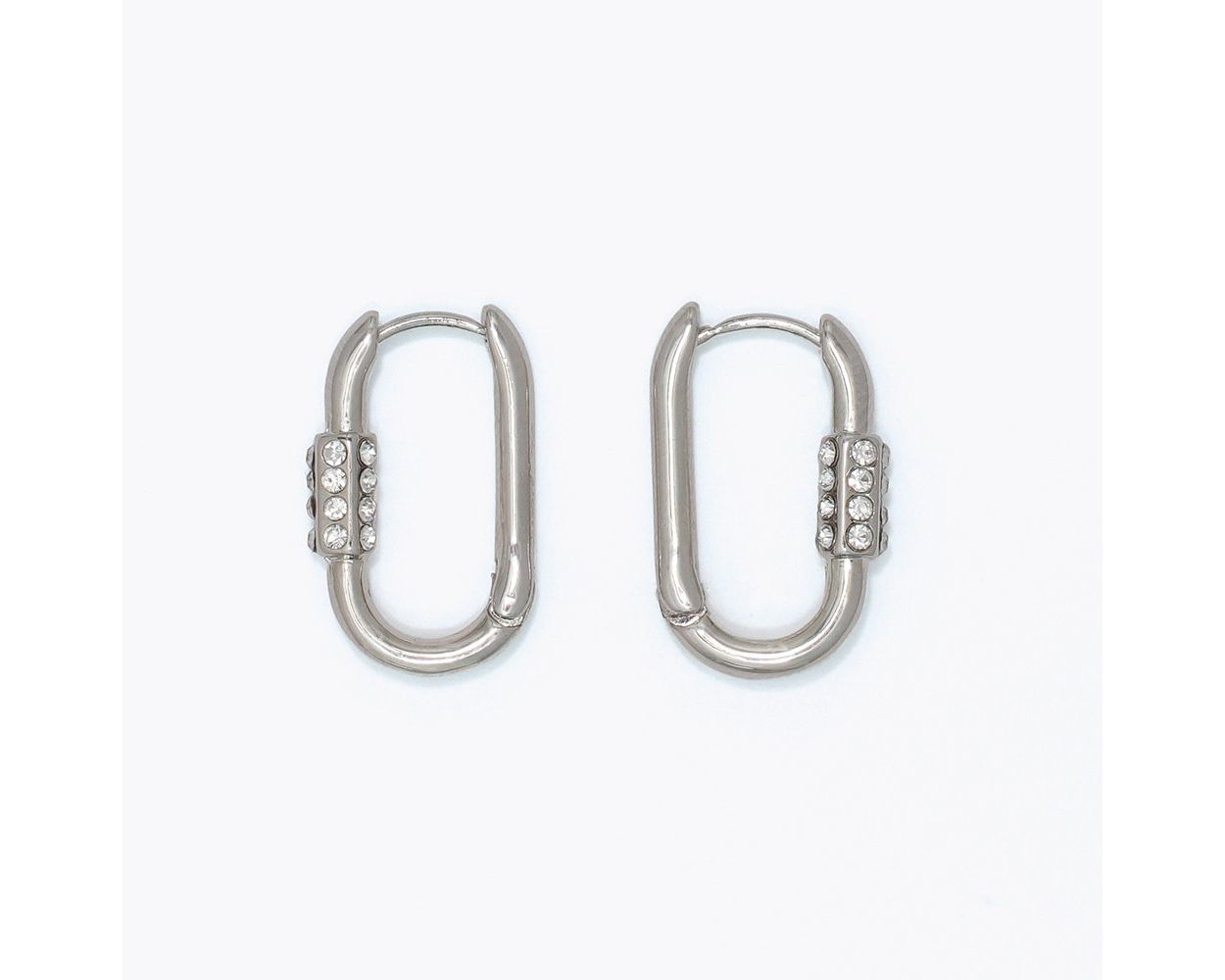 Silver Crystal Hoop Earrings