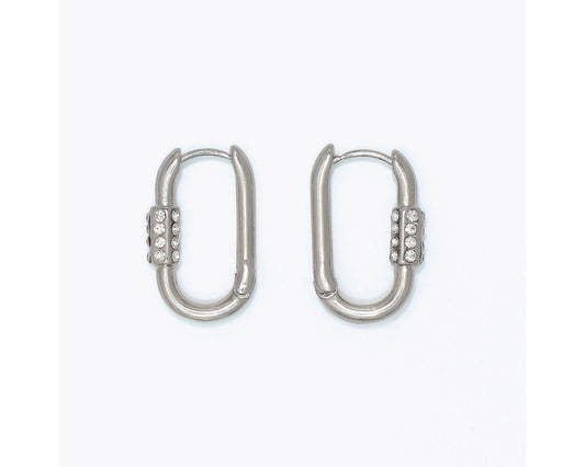 Silver Crystal Hoop Earrings