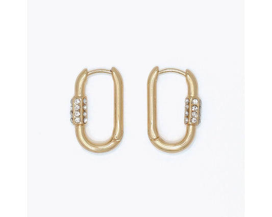 Gold Crystal Hoop Earrings