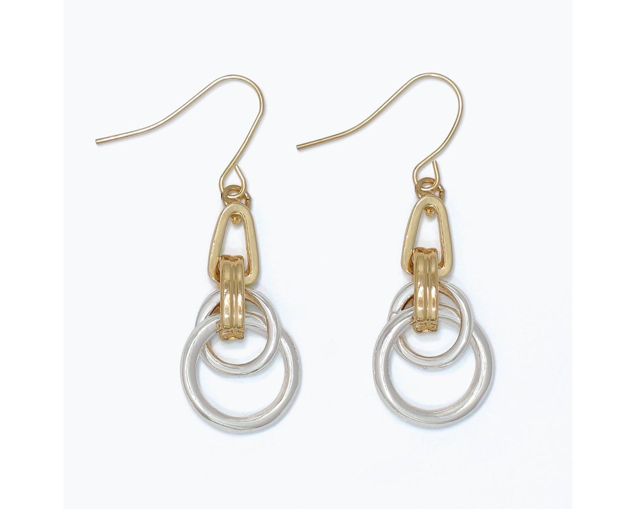 Polished Two Tone Ring Dangle Earrings
