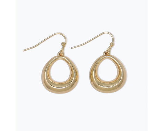 Gold Oval Drop Earrings
