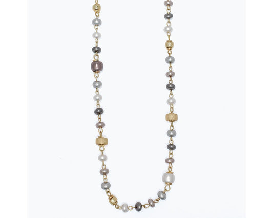 Smoky Neutral Pearl Gold Necklace