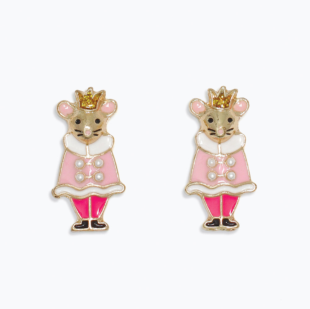 Pink Nutcracker Mouse Earrings