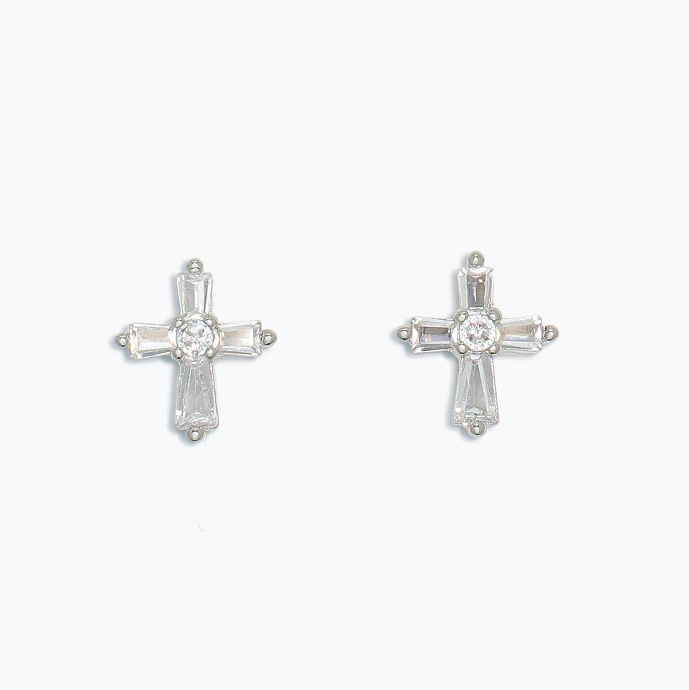 CZ Cross Earrings