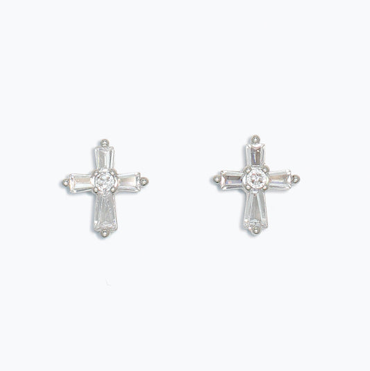CZ Cross Earrings