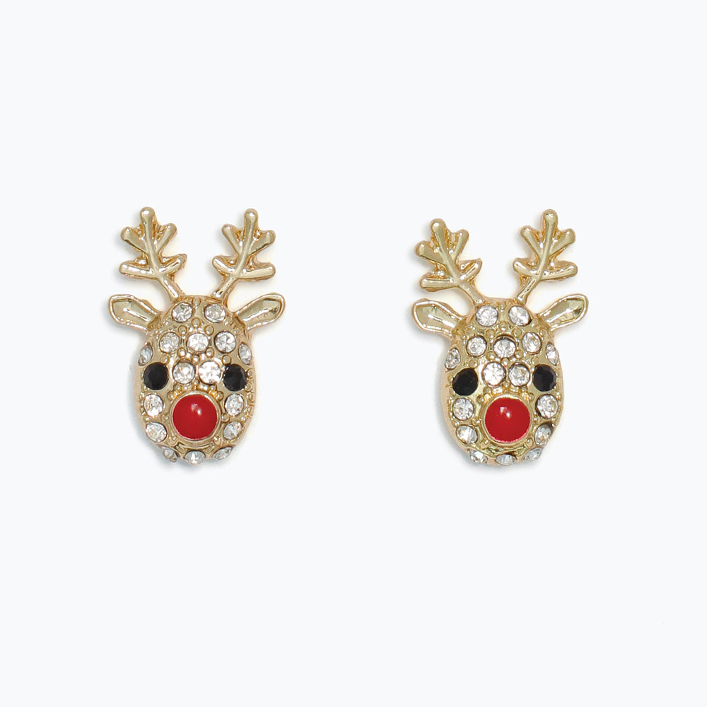 Crystal Studded Rudolph Earrings