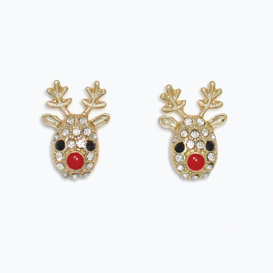 Crystal Studded Rudolph Earrings