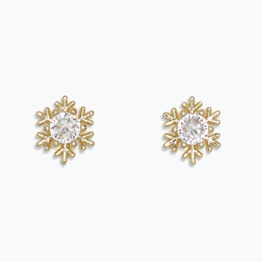 Gold Snowflake with CZ Earrings