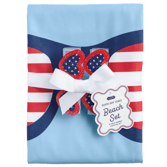 White Americana Quick Dry Beach Towel Set