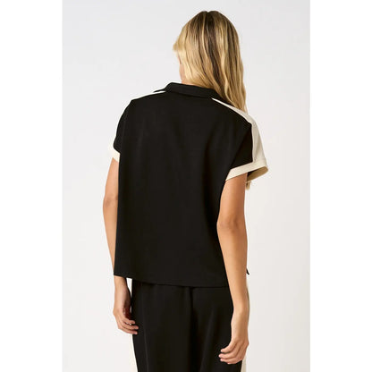 Striped Polo Short Sleeve Top