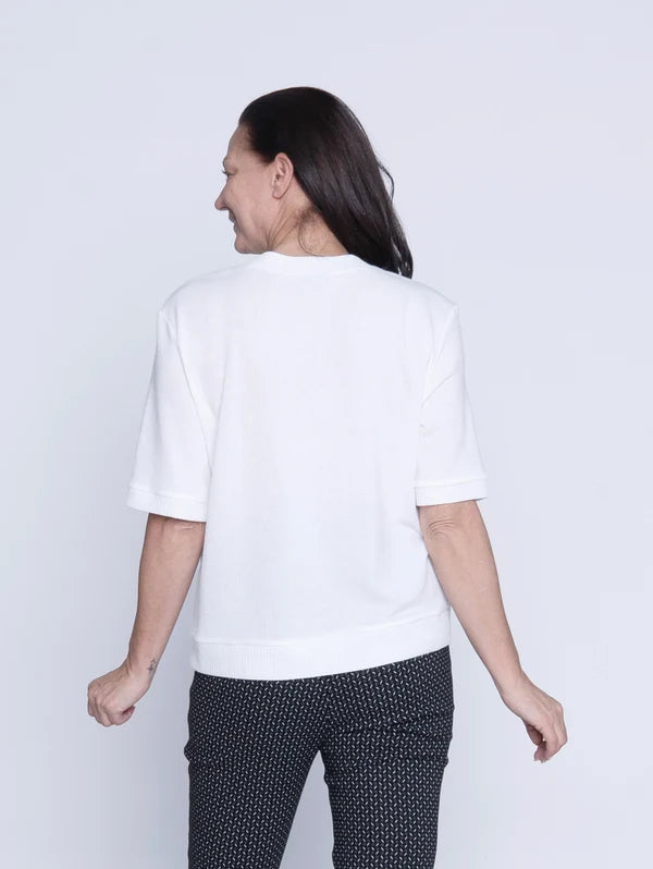 V-Neck Short Sleeve Sweater Knit Top