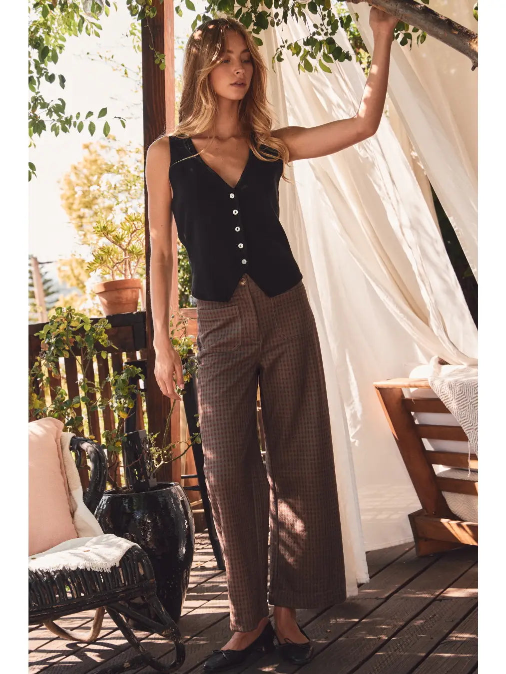 Wide Leg Plaid Pants