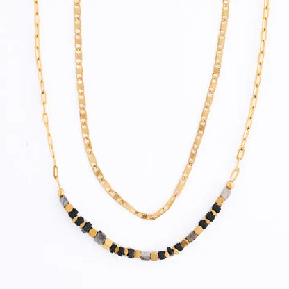 Narelle Waterproof Genuine Apatite & Agate Double Row Beaded Dainty Necklace