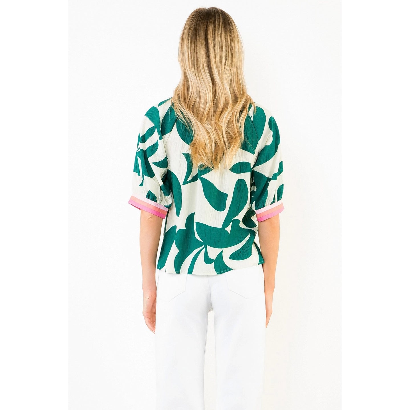 Short Sleeve Silky Geometric Top