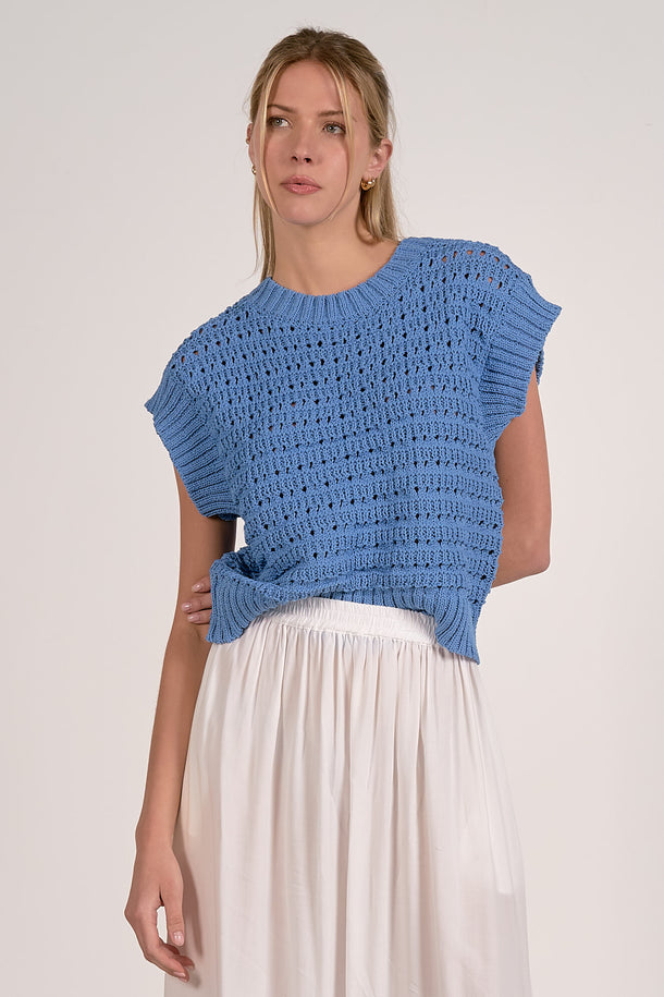 Open Knit Short Sleeve Sweater | 2 Colors Available
