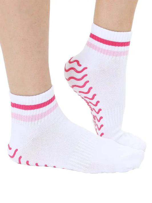 Pink Stripe Grip Socks