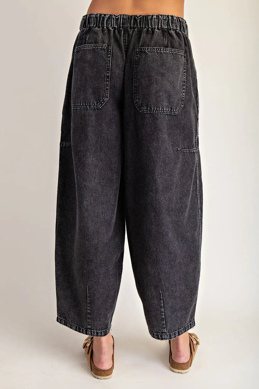 Drawstring Waist Elastic Back Cropped Pants