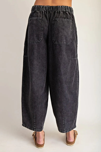 Drawstring Waist Elastic Back Cropped Pants