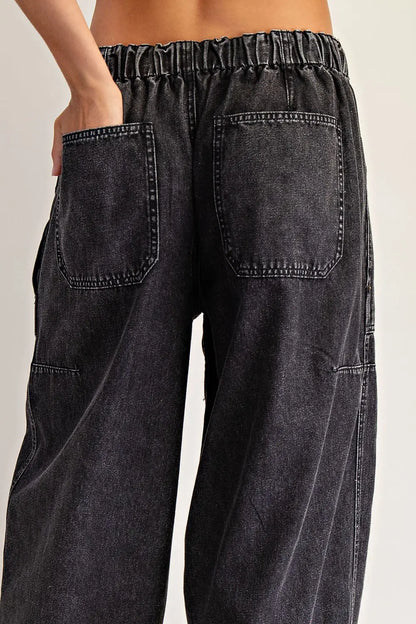 Drawstring Waist Elastic Back Cropped Pants