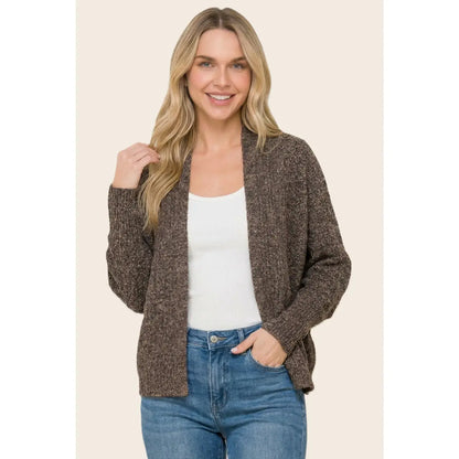 Waffle Batwing Dolman Sleeve Cardigan