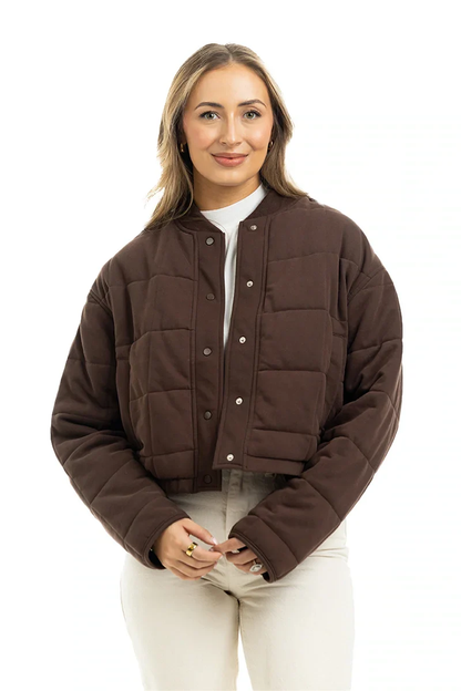 Cropped Quilted Bomber Jacket