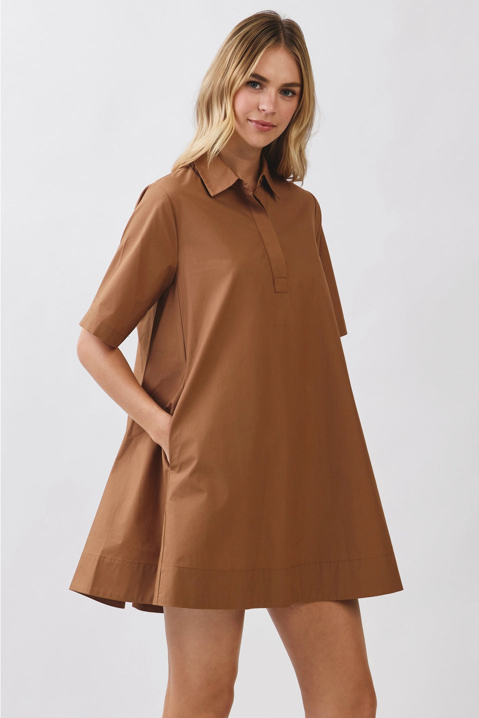 Solid Shirt Mini Dress
