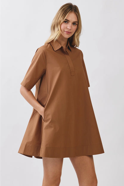 Solid Shirt Mini Dress