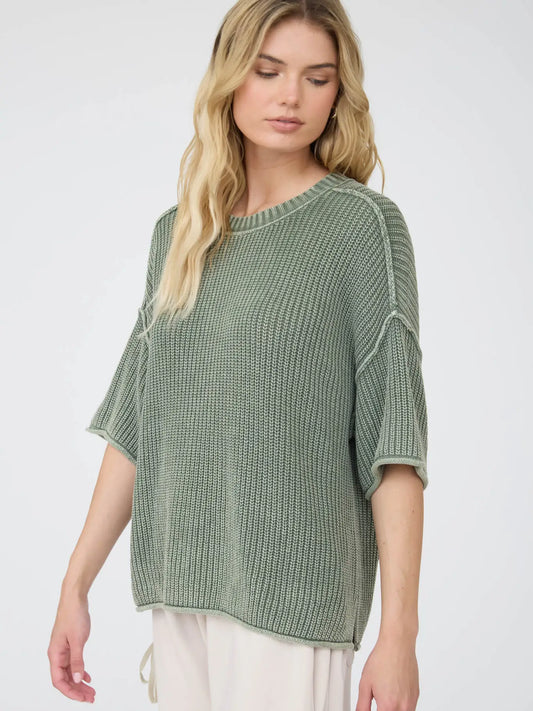 Washed Crew Neck Sweater