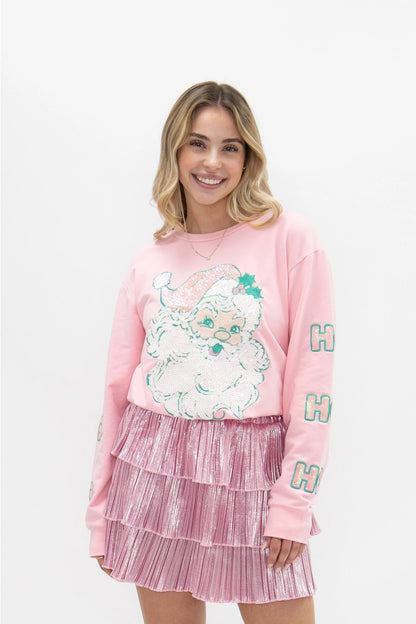 Pastel Sequin Santa Patch Top