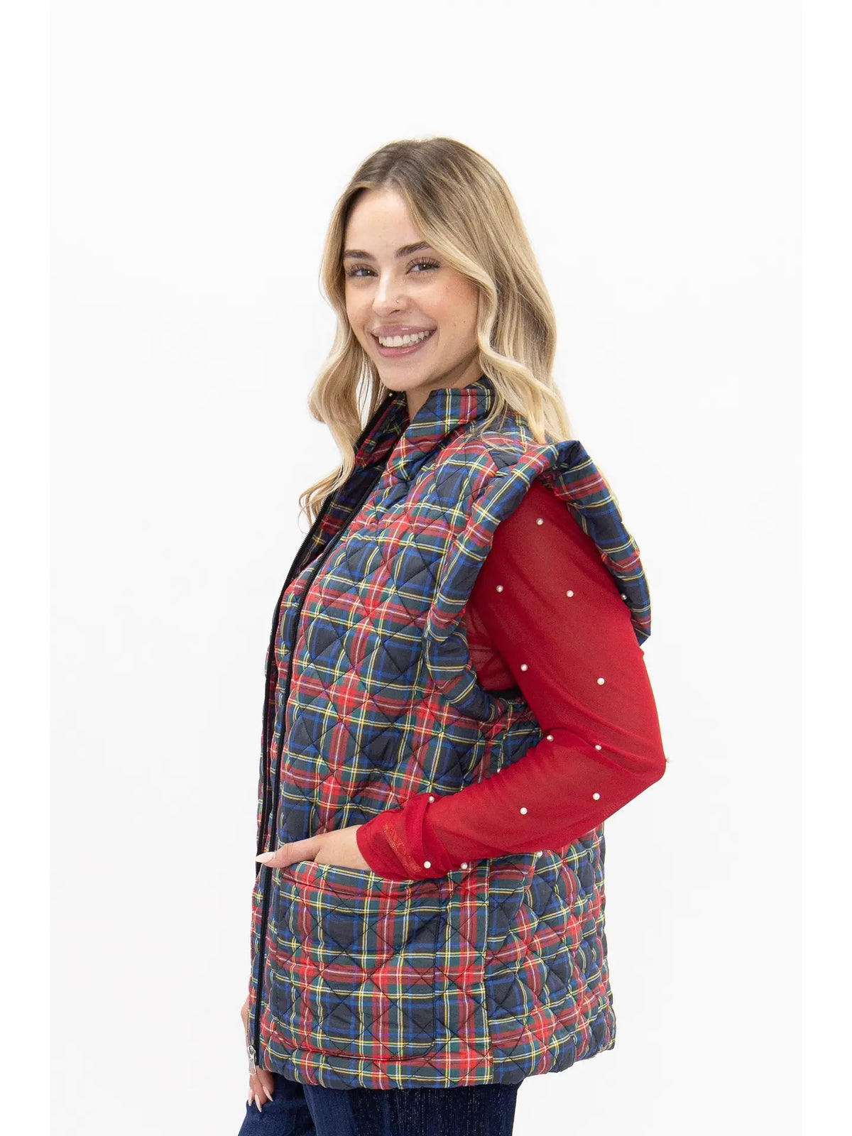Plaid Puffer Vest