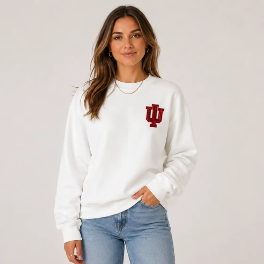 Indiana Logo Sequin Patch Crewneck