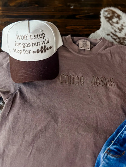 Coffee + Jesus Embroidered Tee