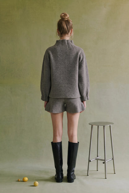 Textured Knit Funnel Neck Sweater Jacket