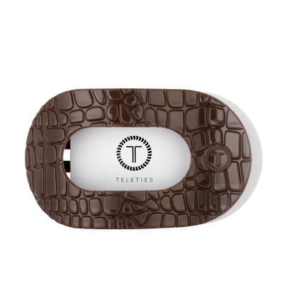 Flat Round Hair Clip | Brown Crocodile | Medium