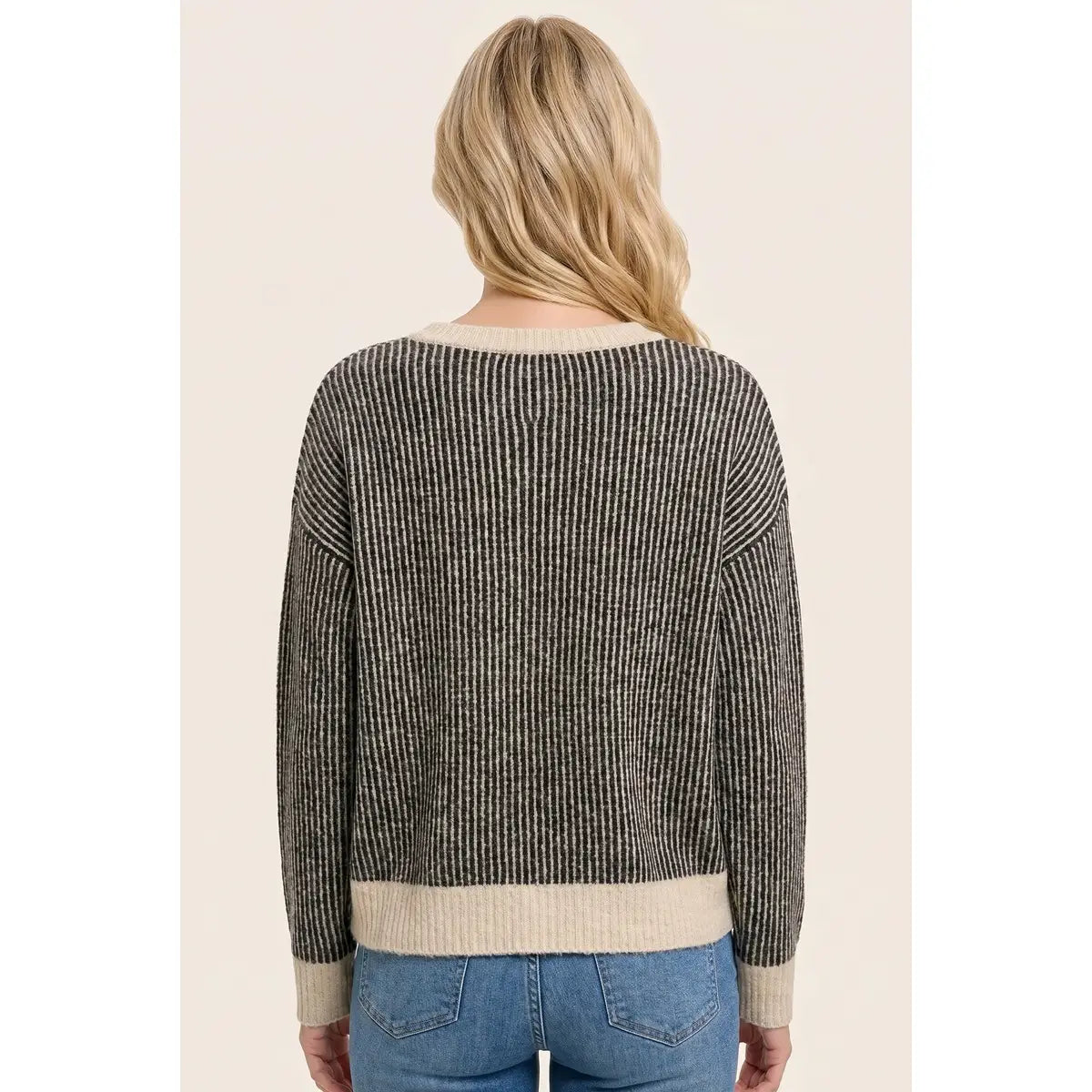 Two-Tone Rib Textured Sweater