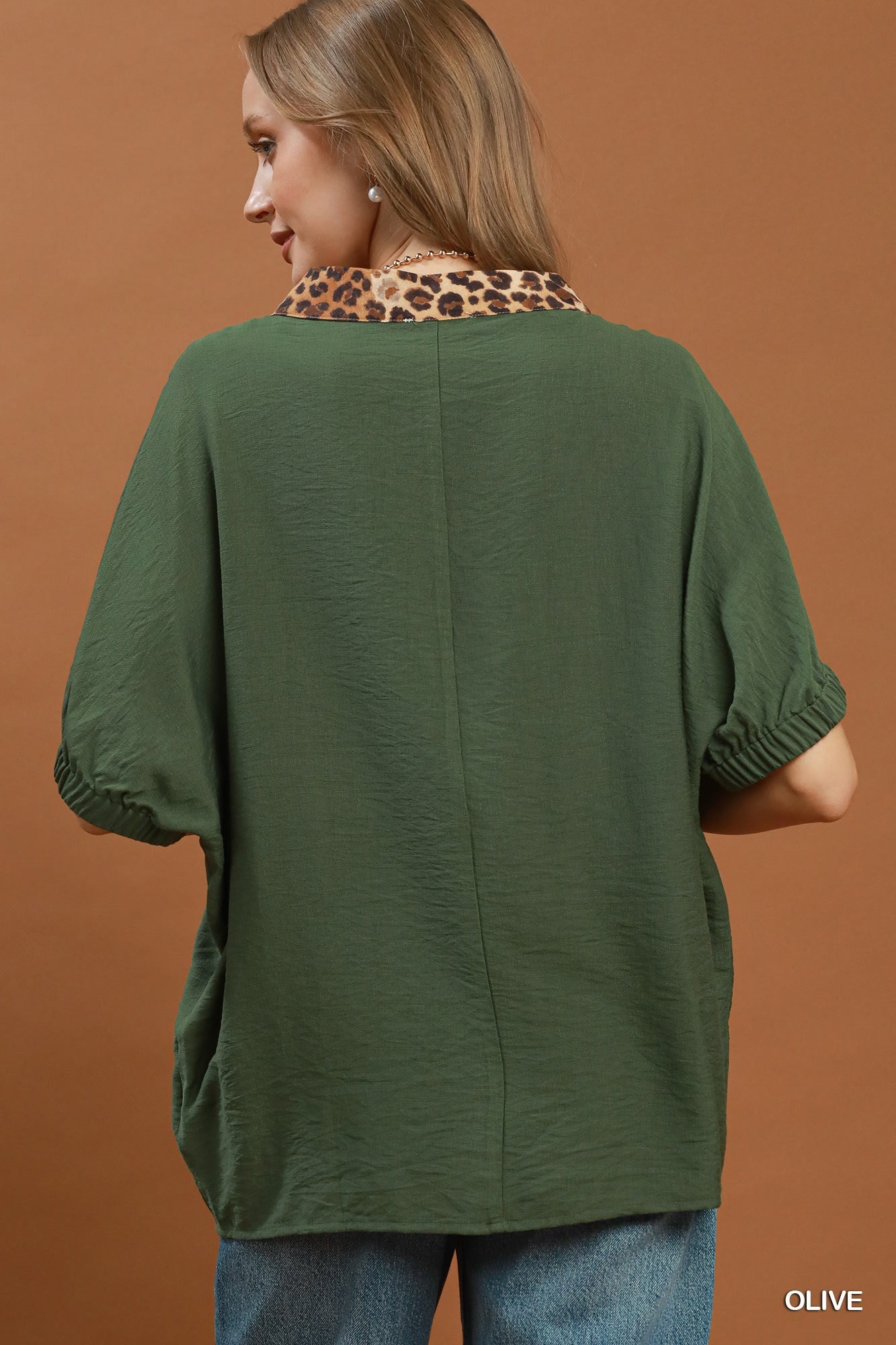 Dolman Sleeve Mandarin Collared Top
