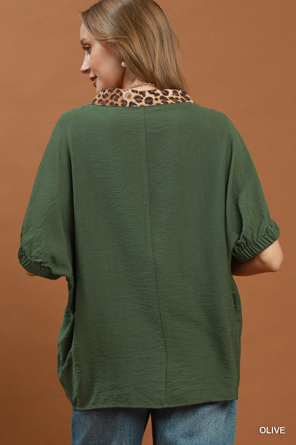Dolman Sleeve Mandarin Collared Top
