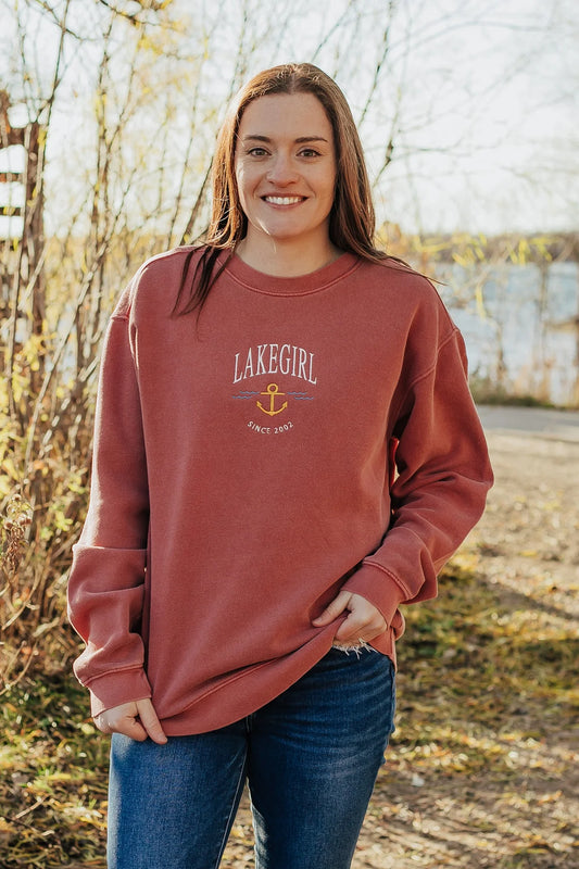 Ringspun Fleece Crew Neck in Nantucket Red