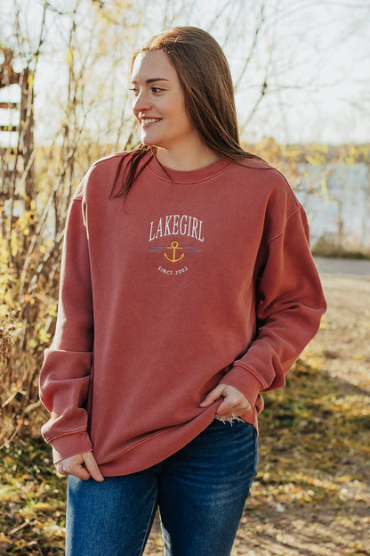 Ringspun Fleece Crew Neck in Nantucket Red