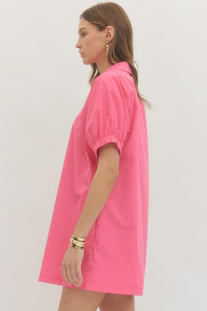 Solid Short Puff Sleeve Dress | 2 Colors Available