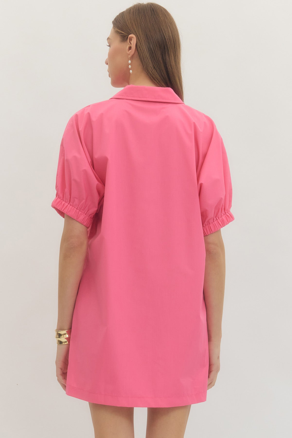 Solid Short Puff Sleeve Dress | 2 Colors Available