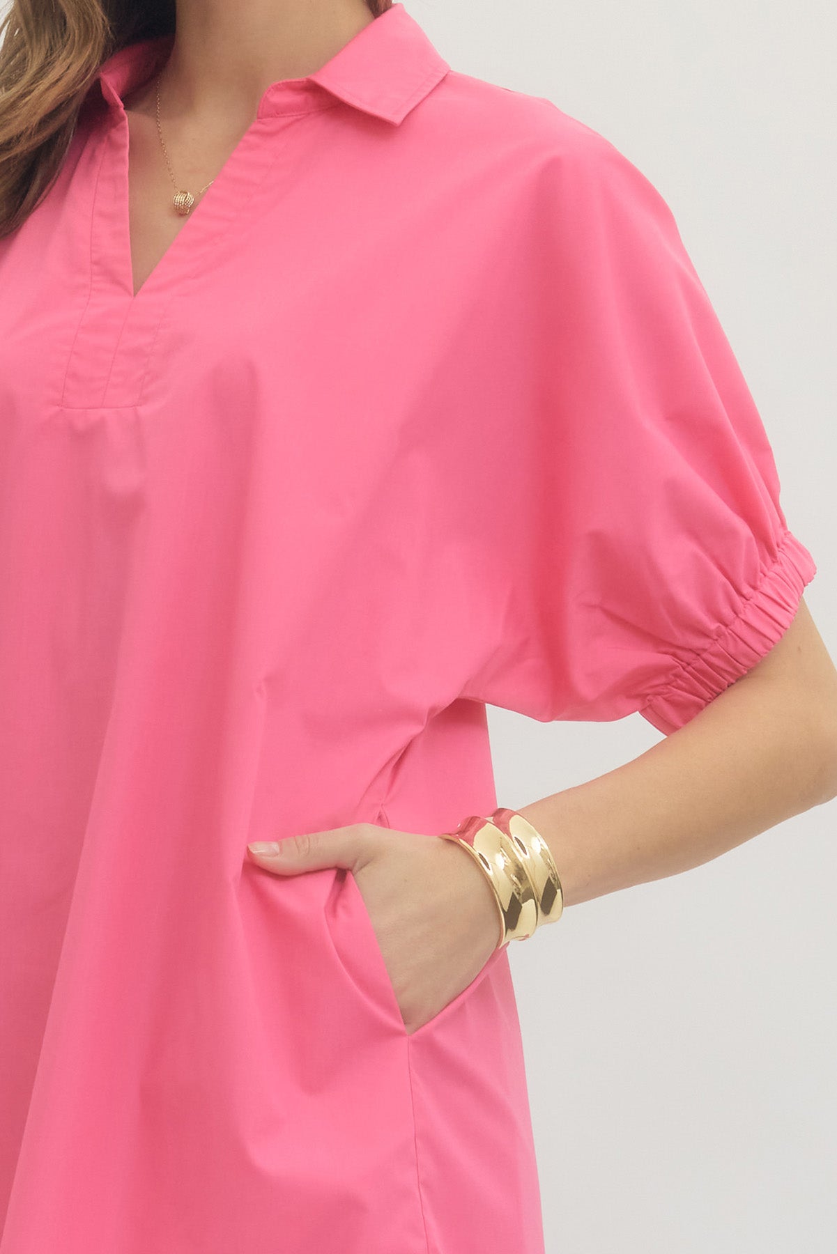 Solid Short Puff Sleeve Dress | 2 Colors Available