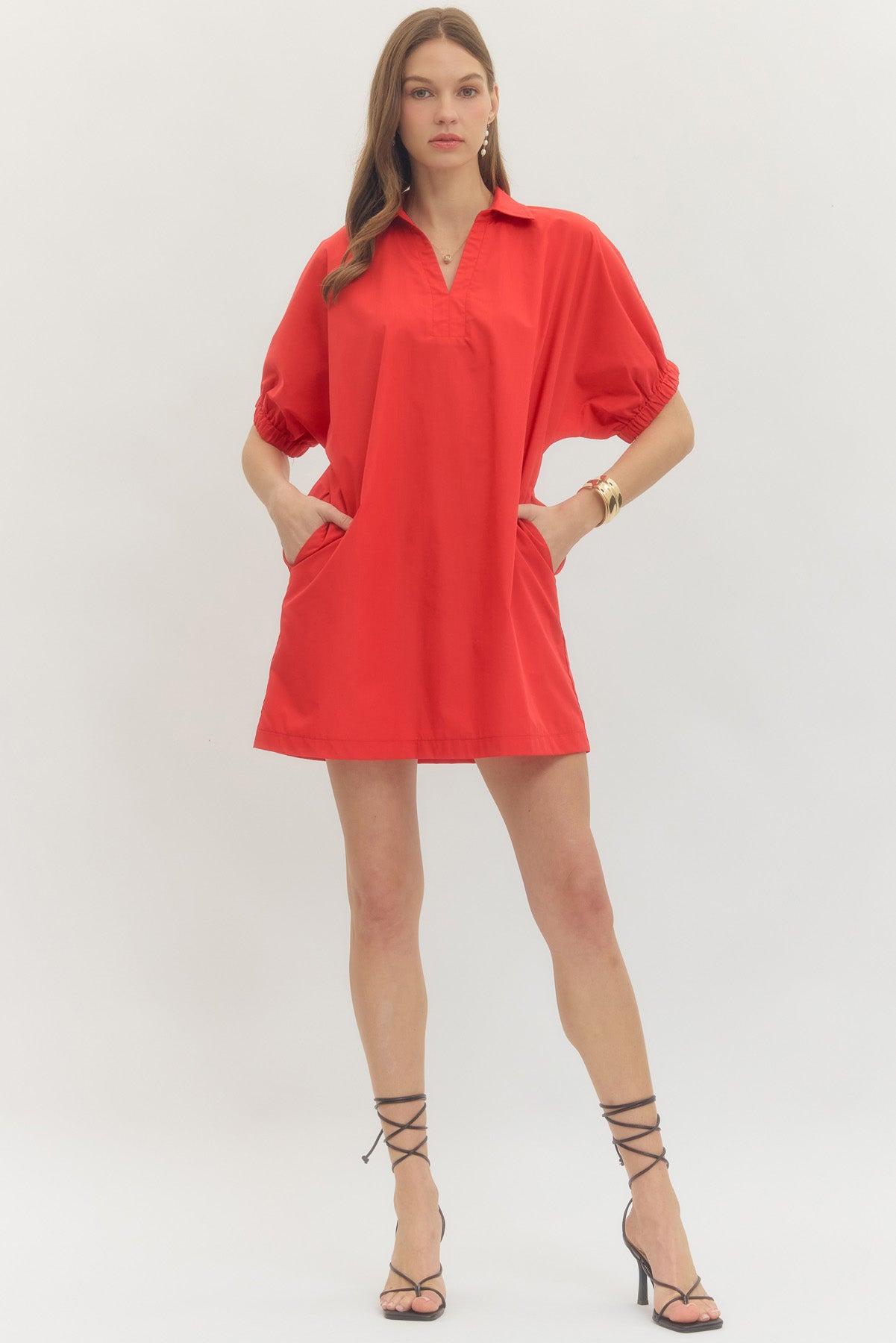 Solid Short Puff Sleeve Dress | 2 Colors Available