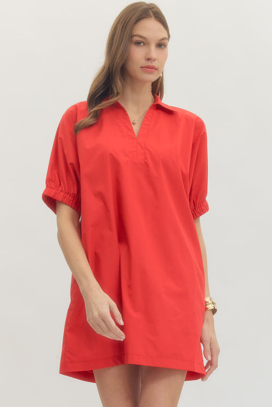 Solid Short Puff Sleeve Dress | 2 Colors Available