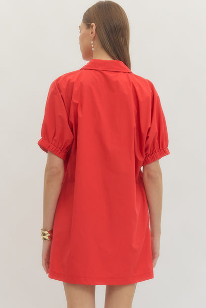 Solid Short Puff Sleeve Dress | 2 Colors Available