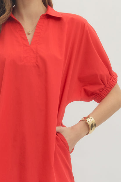 Solid Short Puff Sleeve Dress | 2 Colors Available