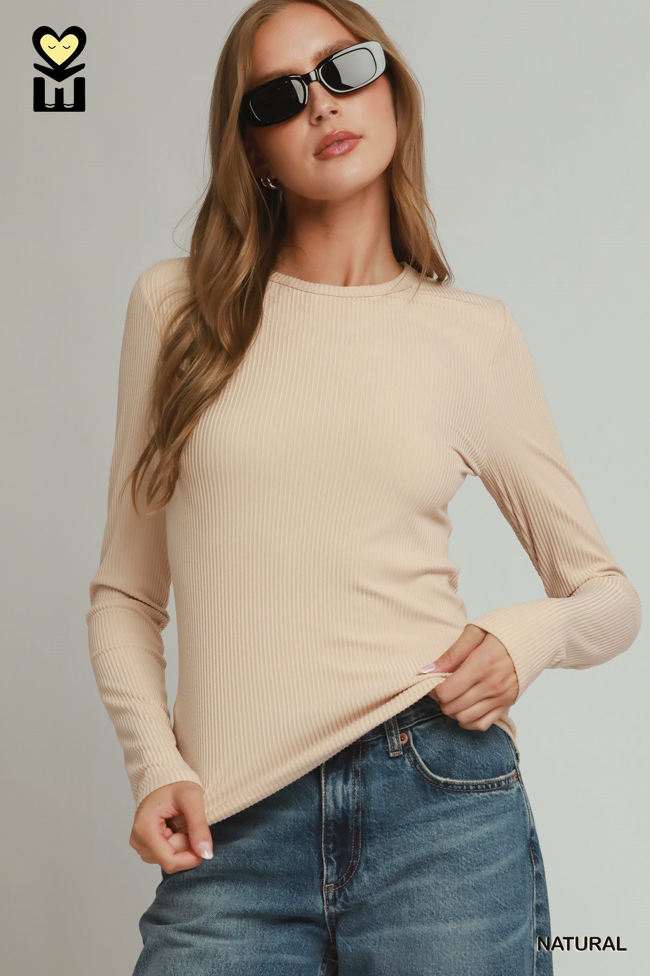 Brushed Rib Long Sleeve Knit Top | 2 Colors Available