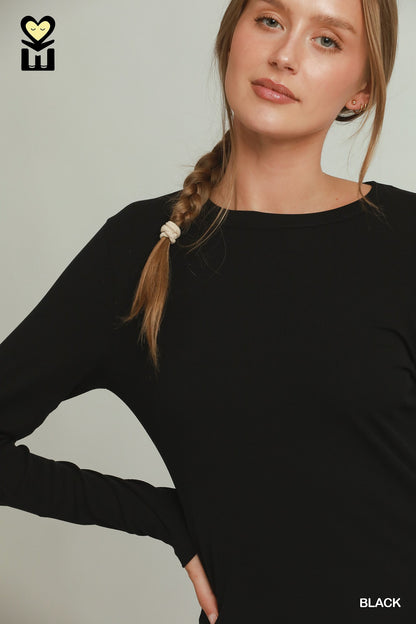 Lyocell Ribbed Long Sleeve Top | 3 Colors Avavilable