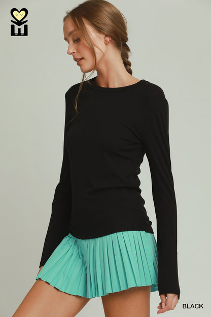 Lyocell Ribbed Long Sleeve Top | 3 Colors Avavilable
